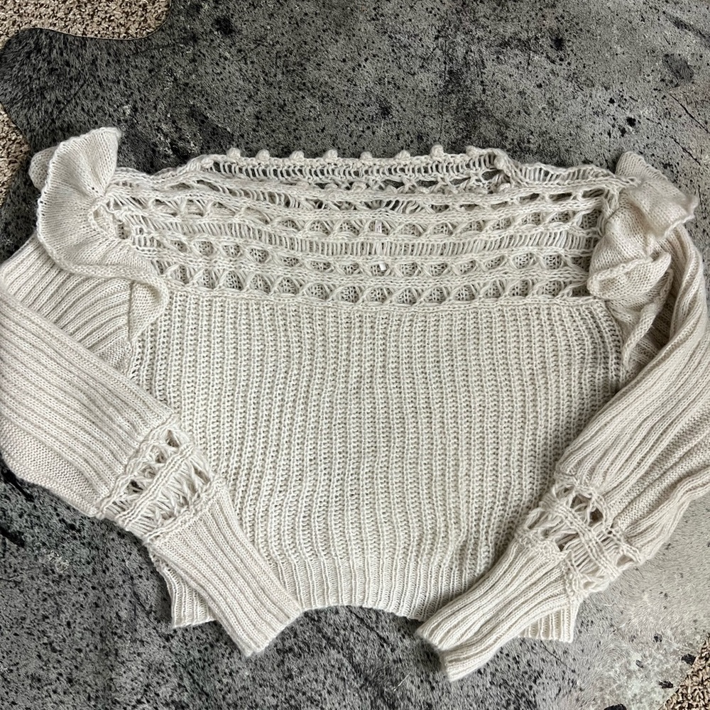 Free People Off-the-Shoulder Cream Sweater
